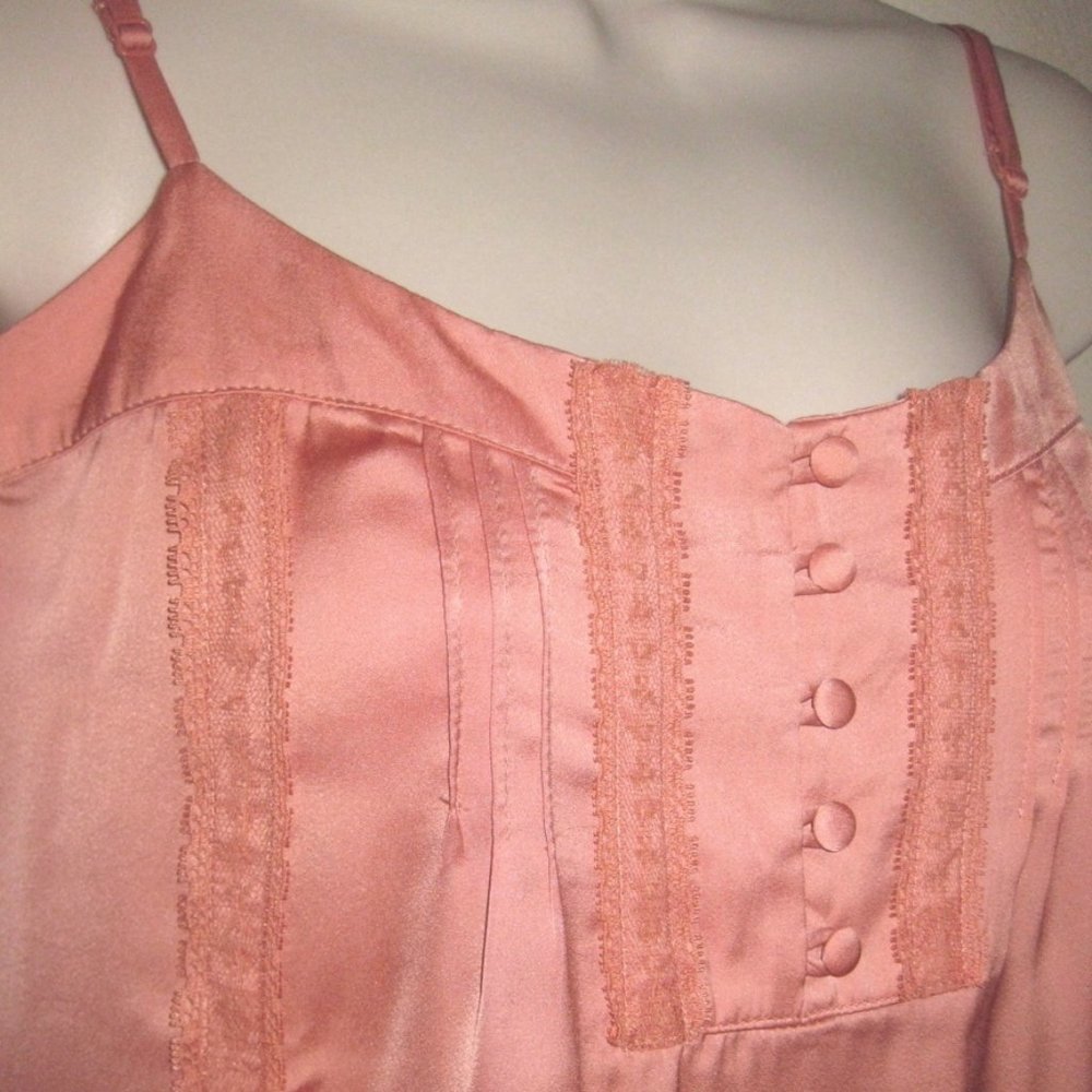 NWT Silky cami XL Lace trim Peach Spaghetti straps Apricot Camisole Top Kensie
